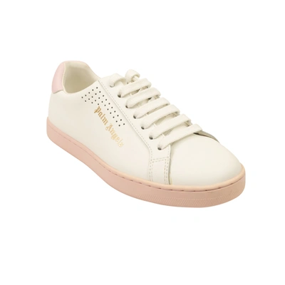 Palm Angels White Leather Palm 1 Logo Lace Up Sneakers