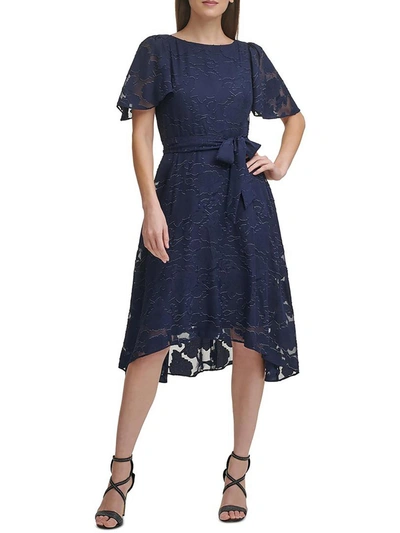 Dkny Womens Textured Hi-low Cocktail And Party Dress In Blue