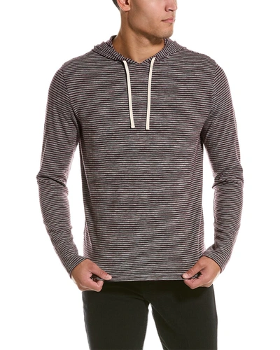 Vince Slub Stripe Pullover Hoodie In Grey