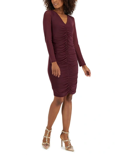 Inc Womens V-neck Knee Bodycon Dress In Red