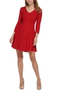 Jessica Howard Plus Size V-neck Cable-knit Sweater Dress In Red
