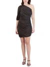 Bcbgeneration Womens Shimmer Ruched Bodycon Dress In Grey