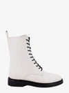 Tory Burch Double T Calf Leather Combat Boots In White