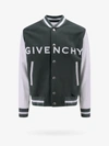 Givenchy Varsity Wool Grained Leather Jacket In Greyish Green