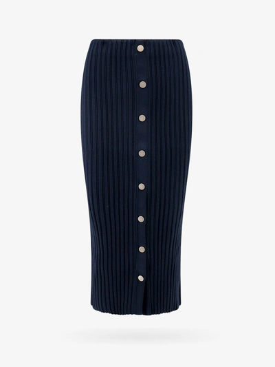Philosophy Di Lorenzo Serafini Straight Ribbed-knit Midi Skirt In Blue
