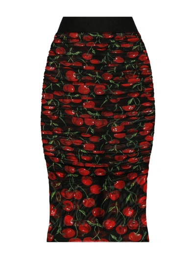 Dolce & Gabbana Midi Skirt With Elastic And Draping In Black