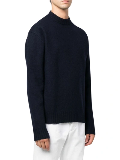 Jil Sander Crew Neck Cashmere Jumper In Blue