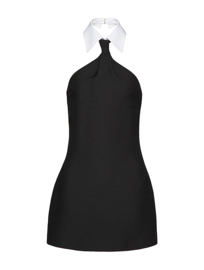 Valentino Collared-halter Crepe Mini Couture Dress In Black