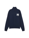 Maison Kitsuné Fox Head Intarsia Comfort High Neck Jumper In Navy