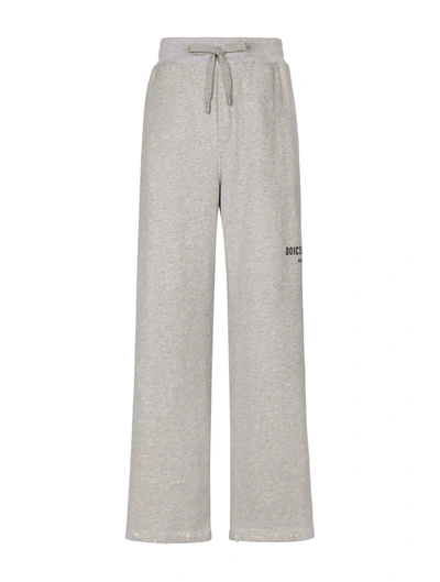 Dolce & Gabbana Printed Jogging Pants With Small Abrasions In Grey