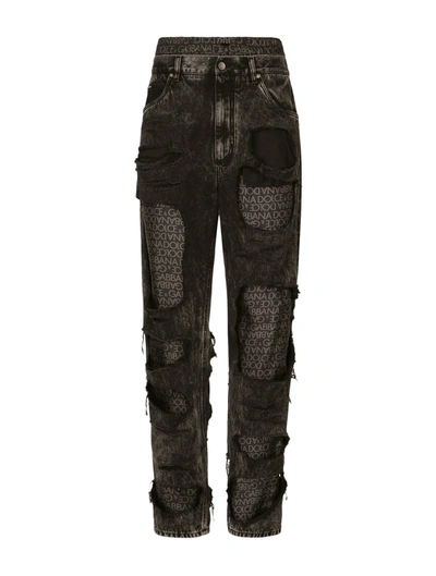 Dolce & Gabbana Straight-leg Jeans With Silk Twill Interior In Multicolour