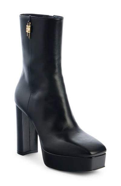 Givenchy G-lock Padlock-embellished Leather Heeled Ankle Boots In Black