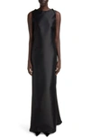 GIVENCHY DRAPED OPEN BACK WOOL & SILK GOWN