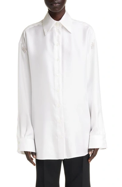 Givenchy Oversize Charm Detail Silk Button-up Shirt In White