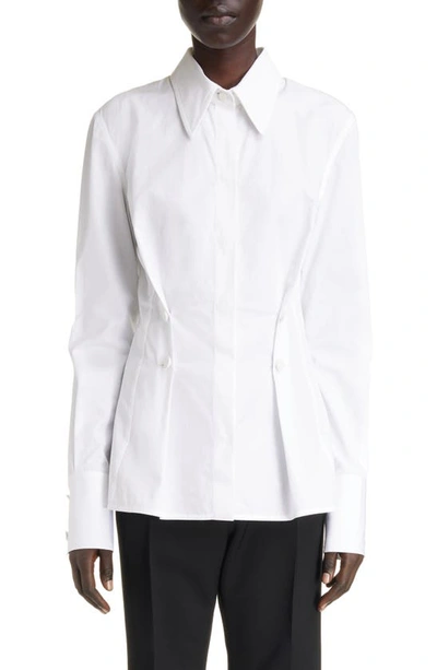 Givenchy Draped Cotton Button-down Shirt In White