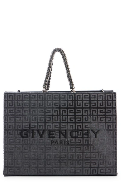 Givenchy Medium G-tote Shopping Bag In Monogram Cotton In Dark Grey