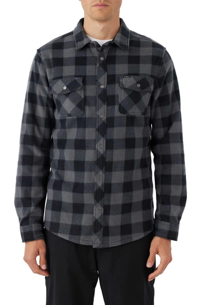 O'neill Glacier Check Fleece Snap-up Shirt In Graphite