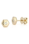 DANA REBECCA DESIGNS CYNTHIA ROSE DIAMOND STARBURST HEXAGON STUD EARRINGS