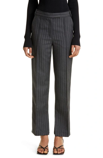 Simkhai Vera Straight-leg Cropped Pants In Grey Pinstripe ModeSens