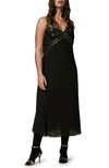 Marina Rinaldi Quasari Sleeveless Lace & Georgette Midi Dress In Black
