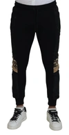 DOLCE & GABBANA BLACK POLYESTER SKINNY JOGGER MEN PANTS