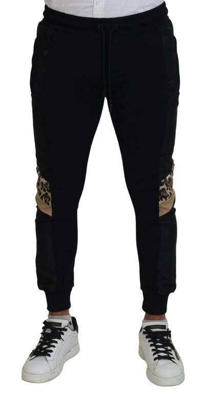 Dolce & Gabbana Black Polyester Skinny Jogger Men Trousers