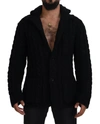 DOLCE & GABBANA BLACK WOOL KNIT BUTTON CARDIGAN SWEATER