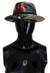 DOLCE & GABBANA MULTICOLOR PATCHWORK WOMEN FEDORA WIDE BRIM HAT