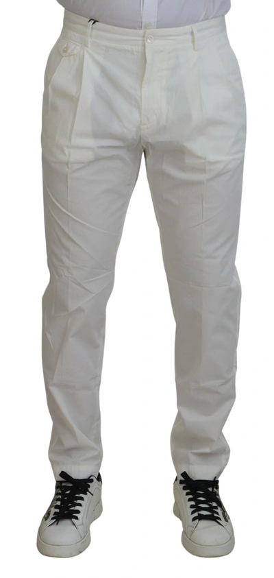 Dolce & Gabbana White Cotton Skinny Chino Trousers
