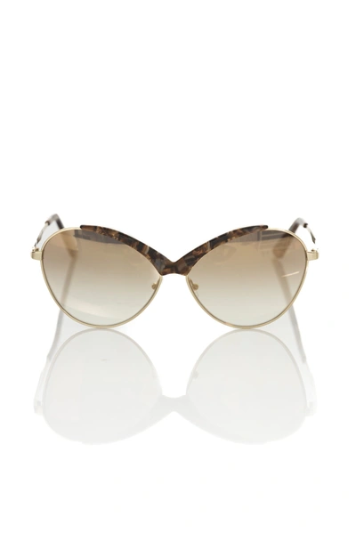 Frankie Morello Butterfly-shaped Metallic Women's Sunglasses In Beige
