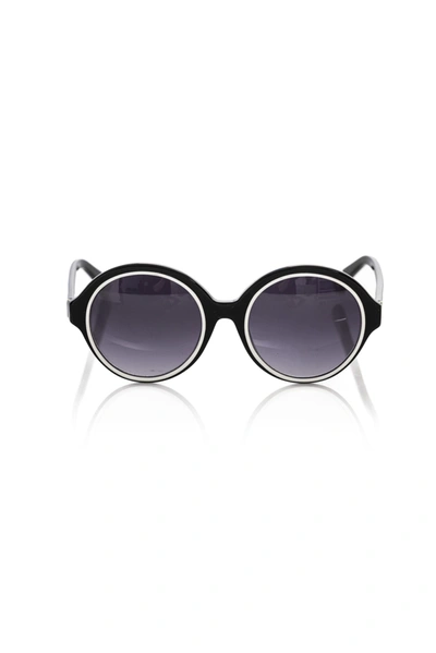 Frankie Morello Chic Round Sunglasses With Women's Accent In Black