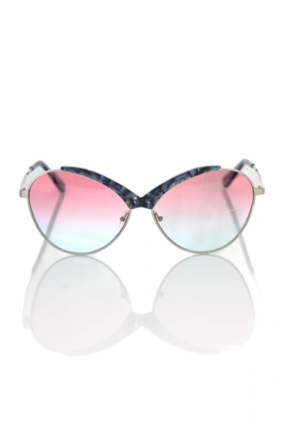 Frankie Morello Butterfly Shaped Metallic Framed Women's Sunglasses In Blue