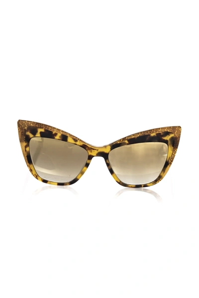 Frankie Morello Glamorous Yellow Turtle Cat Eye Women's Shades In Brown
