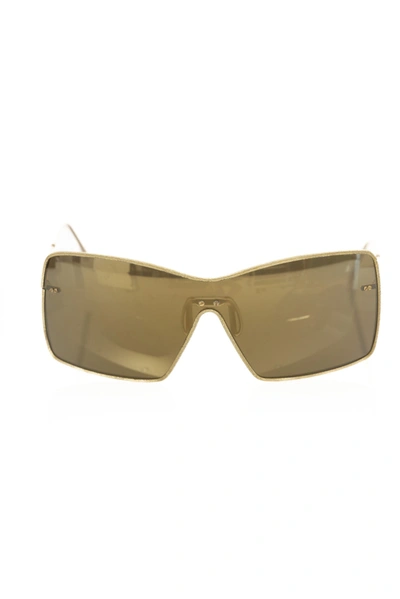 Frankie Morello Elegant Metallic Shield Women's Sunglasses In Gold