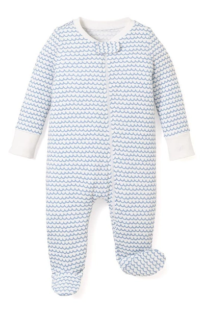 Petite Plume Babies' Wave Stripe Pima Cotton Footie In La Mer