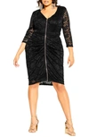 CITY CHIC CITY CHIC LACEY ZIP FRONT COCKTAIL DRESS