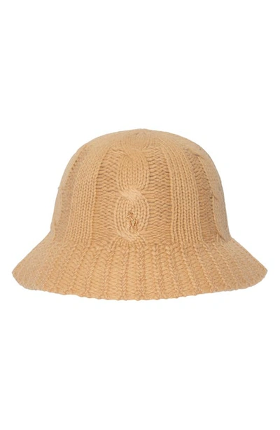 Polo Ralph Lauren Classic Merino Wool Blend Cable Bucket Hat In Camel