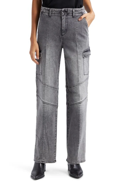 L Agence Brooklyn Hr Utility Wide Leg Jeans In Grey