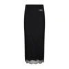 Dolce & Gabbana Midi Black Skirt With Re-edition Patch In Chantilly Lace Woman In Black