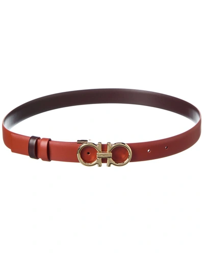 Ferragamo Gancini Reversible & Adjustable Leather Belt In Pink
