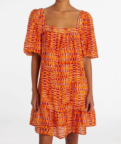 Marie Oliver Kaylee Drop Waist Dress In Clementine Check In Orange