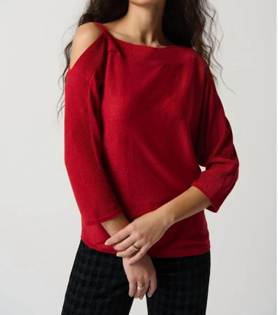 Joseph Ribkoff Red Sweater Knit One Shoulder Top 234916 Col 3229