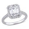 Mimi & Max 2 7/8ct Dew Emerald Created Moissanite Halo Engagement Ring In 10k White Gold In White