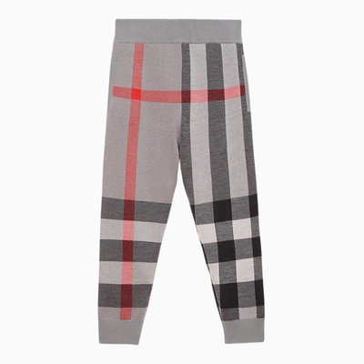 Burberry Kids' 经典格纹羊毛长裤 In Grey