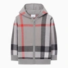 BURBERRY GREY CHECK KNITTED HOODIE