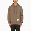 Thom Browne Men's Jersey 4-bar Knit Hoodie In Brown