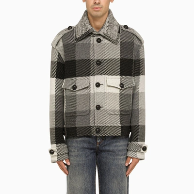 ETRO GREY JACKET WITH CHECK PATTERN