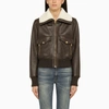 Dolce & Gabbana Brown Faded Faux-leather Jacket In Multicolor