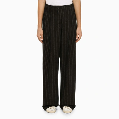 Golden Goose Pinstripe Pleated Wide-leg Wool Pants In Grey