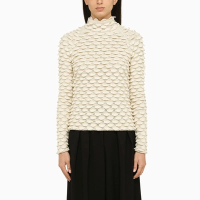 Bottega Veneta Fish Scale Wool High-neck Sweater In Grey